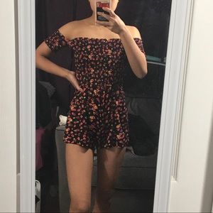 Floral off the shoulder romper
